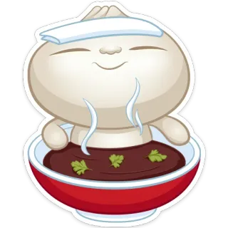 🍲 aaba7072 dumpling, eten, Aziatische keuken, cartoon, kom, soep telegram sticker