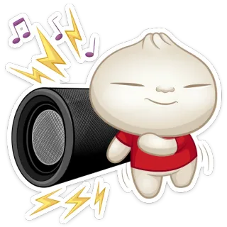 🎧 cf9f5aa7 dumpling, muziek, speaker, dansen, cartoon, eten telegram sticker