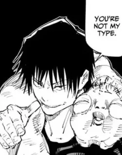 🖤 8b93f039 YOU'RE NOT MY TYPE. アニメ, マンガ, 表情, 自信 whatsapp sticker