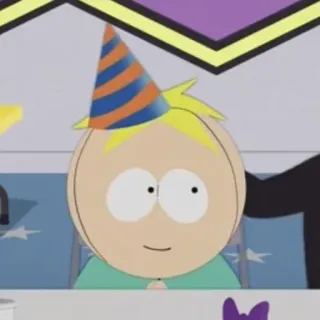 🙂 f9ab2c1f Butters Stotch South Park kreskówka, kapelusz imprezowy, Butters, South Park, animowany, śmieszne telegram sticker