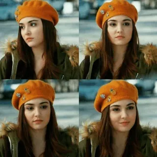 😏 a9faff02 woman, hat, beret, portrait, fashion, style, headwear telegram sticker