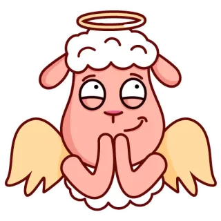 😇 5ad7c2b6 양, 천사, 후광, 귀여운, 만화, 날개 telegram sticker