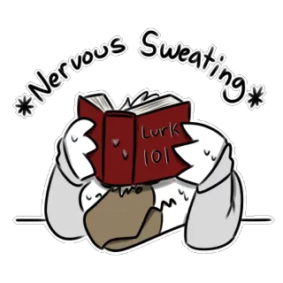 📕 002622ac Nervous Sweating 緊張, 汗, 本, 潜む, 読書, 不安 telegram sticker