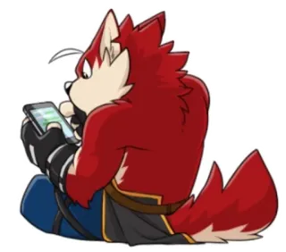 📱 1bac1b3a มานุษยรูปนิยม, หมาป่า, ตัวละคร, การ์ตูน, สมาร์ทโฟน, นั่ง telegram sticker