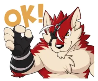 👌 9dcbd016 OK! แอนโทร, เฟอร์รี่, โอเค, หมาป่า, ท่าทาง, เป็นบวก telegram sticker