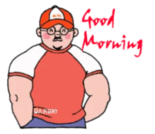 👋 2ea98f62 Good Morning 男人, 早上, 问候, 橙色, 卡通, 帽子, 人 telegram sticker