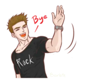 👋 b9b78aaa Bye 卡通, 挥手, 问候, 再见, 动画, 休闲, 男人, 再会 telegram sticker