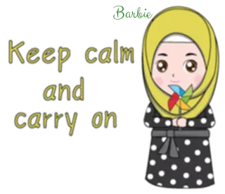 ✌️ 1aa434a0 Keep calm and carry on mantén la calma, motivación, dibujos animados, chibi, calma, positivo, hiyab telegram sticker
