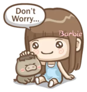 ☺️ 6e0fd1c1 Don't Worry... lindo, chica, preocupación, kawaii, animal, dibujos animados telegram sticker