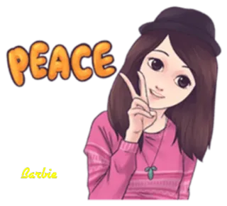 ☺️ d9314574 PEACE paz, chica, dibujos animados, pegatina, amistad, saludo telegram sticker