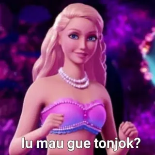 🧘‍♂ 7b9c115e lu mau gue tonjok? バービー, ミーム, 皮肉, 面白い, 人形, 質問 telegram sticker