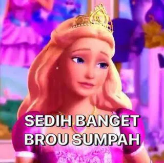 😭 b298ced9 SEDIH BANGET BROU SUMPAH Barbie, verdrietig, prinses, Meme telegram sticker
