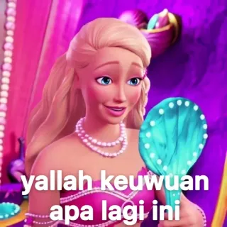 😇 f2698c47 yallah keuwuan apa lagi ini Barbie, Pop, Roze, Cartoon, Meme, Grappig telegram sticker