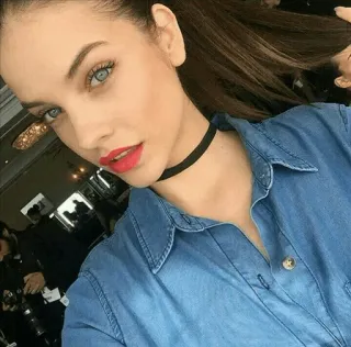 🐾 f19eff66 Barbara Palvin 模特, 女人, 肖像, 名人, 蓝眼睛, 红色口红 telegram sticker