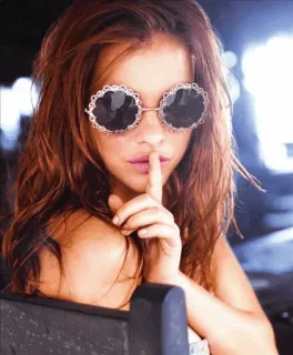 🐾 fc6450f1 女人, 太阳镜, 嘘, 安静, 手指, 嘴唇, 女孩, 秘密 telegram sticker