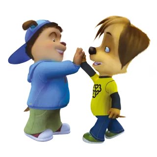 🙏 7b623727 dessin animé, chiens, amis, tape m'en cinq, animation telegram sticker