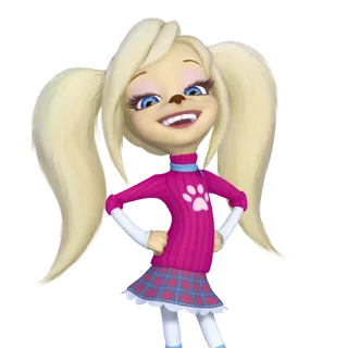 😄 9a4ca443 dessin animé, chien, fille, blonde, personnage telegram sticker