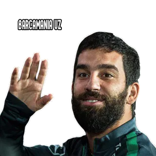 ✋ bacfa60b BARCAMANIA UZ đàn ông, râu, bóng đá, thể thao, vẫy tay telegram sticker