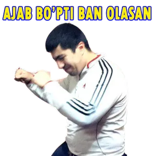 😆 d8b61bf9 AJAB BO'PTI BAN OLASAN uomo, persona, testo, adesivo, uzbeko whatsapp sticker