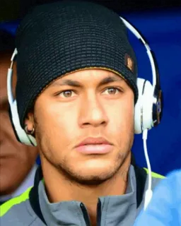 😐 086b4268 Neymar jogador de futebol, celebridade, atleta, fones de ouvido, esportes, Neymar whatsapp sticker