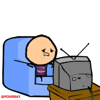 😓 ec6137c1 @POURBAY Cyanide and Happiness, sedih, TV, menangis, kartun telegram sticker