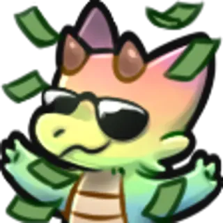 😎 972effaa draak, zonnebril, geld, cartoon, schattig, rijkdom, financiën telegram sticker