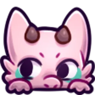 👀 d98213b1 schattig, kat, demon, sticker, roze, verdrietig, kawaii, huilen telegram sticker