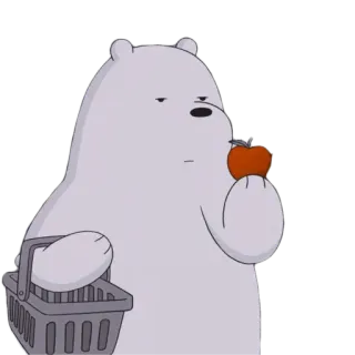 😑 31f9ecc6 Ice Bear We Bare Bears Белый медведь, Вся правда о медведях, Мультфильм, Медведь, Яблоко, Шопинг, Корзина whatsapp sticker