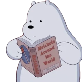 📖 714dbbbc Ice Bear We Bare Bears Hatchets Around the World белый медведь, мы обычные медведи, мультфильм, топорики, книга whatsapp sticker