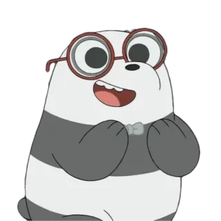 🤩 a3db9296 Panda We Bare Bears Панда, Мультфильм, Очки, Милый, Медведь, Мы обычные медведи whatsapp sticker