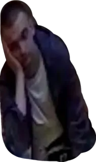 😐 7107902b ผู้ชาย, ง่วง, เบื่อ, นั่ง, ผ่อนคลาย, ลำลอง, ภาพเหมือน telegram sticker