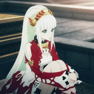 🍧 0fdbd79e 动漫, 女孩, 白发, 红裙, 角色, 坐着, 童话 telegram sticker