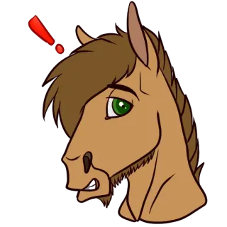 😧 6babb5fe 馬, 感嘆符, 衝撃, 動物, 漫画, 馬 telegram sticker