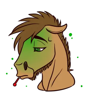 🤒 fb07cd4c 馬, 病気, 病, 漫画, 動物, 体温計 telegram sticker