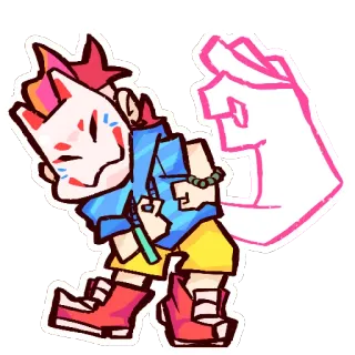 👌 ee33fabc sticker, character, fox mask, gesture, cartoon, digital art telegram sticker