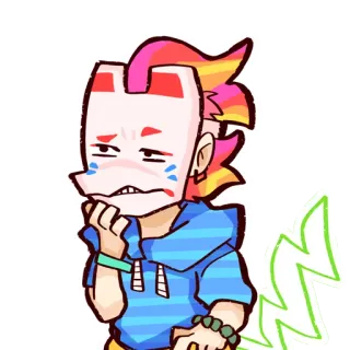 🤨 f08e9810 character, hoodie, mask, cartoon, colorful telegram sticker