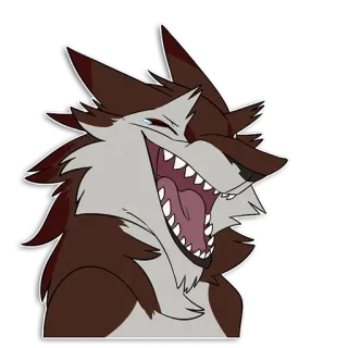 😄 1498c953 wolf, laughing, furry, cartoon, animal, expression, emotion telegram sticker
