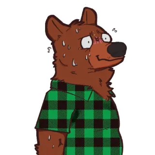 😰 0e377df6 熊, 拟人, 兽迷, 出汗, 紧张, 卡通, 格子衬衫 telegram sticker