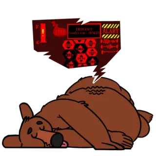 😩 972e95fe EMERGENCY
CONDITION: HUNGRY 熊, 饿, 困, 卡通, 动物, 食物, 警惕 telegram sticker