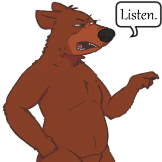 😤 974a3aee Listen. 熊, 倾听, 卡通, 动物, 气泡框 telegram sticker