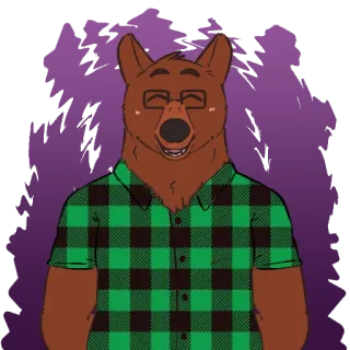 🤪 aaec5ffa 兽人, 拟人, 熊, 眼镜, 格子衬衫, 卡通 telegram sticker