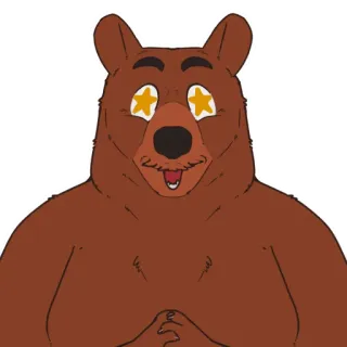 😇 d0bb0478 熊, 卡通, 动物, 星星眼, 搞笑, 插画, 哺乳动物 telegram sticker