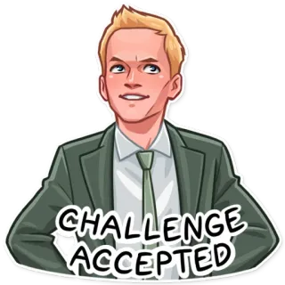 🤩 05ac7b4b Barney Stinson How I Met Your Mother CHALLENGE ACCEPTED challenge accepted, Barney Stinson, How I Met Your Mother, success, determined telegram sticker