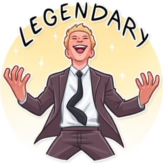 🙌 cbd45bb1 LEGENDARY man, suit, legendary, happy, cartoon telegram sticker