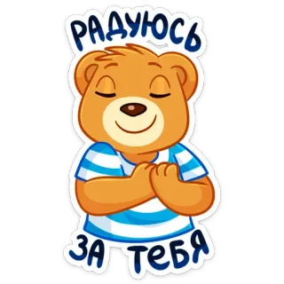 ☺️ e23b1cd6 РАДУЮСЬ ЗА ТЕБЯ bear, happy, cartoon, sticker, cute, positive, joyful, gratitude whatsapp sticker
