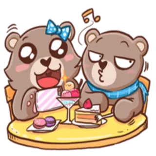 🍱 8cda3664 bären, cartoon, dessert, eis, macarons, kuchen, süß, kawaii telegram sticker