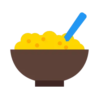 💪 8ed13bf7 food, bowl, spoon, cereal, porridge, breakfast, meal telegram sticker