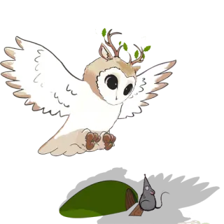 🦉 16791b67 burung hantu, tikus, binatang, terbang, lucu, kartun, fantasi telegram sticker