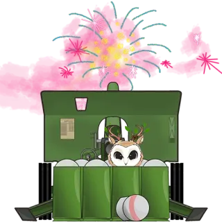 🦉 72556443 burung hantu, kembang api, hijau, hewan, imut telegram sticker