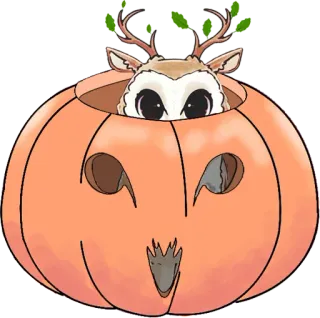 🦉 7e8268a3 labu, rusa, halloween, jack-o'-lantern, imut, seram, musim gugur telegram sticker